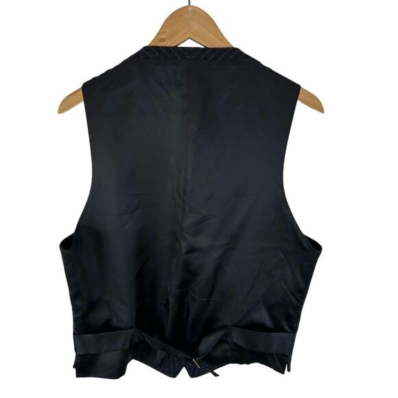 J.Crew Mens Wool Dress Vest Preppy Formal Navy Blue Pinstripe Size Medium - Picture 2 of 10